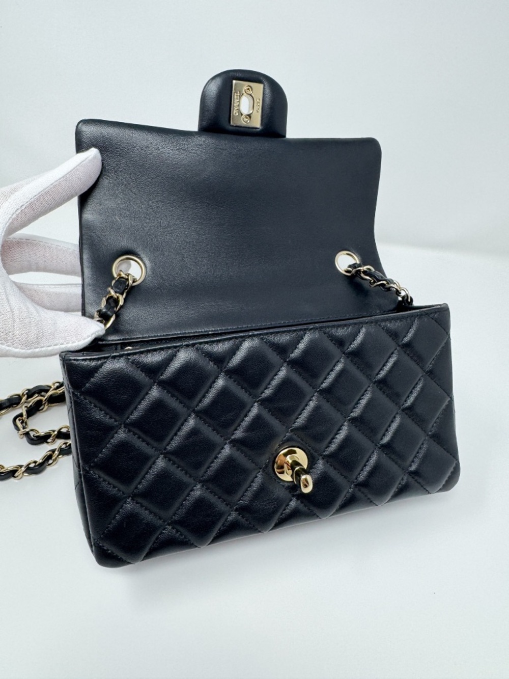 Chanel Lambskin Mini Rectangular Classic Flap Black - Picture 7 of 12